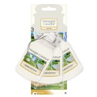 Auto Duft, Lufterfrischer CLEAN COTTON (3er Set) - Yankee Candle Car Jar Paper Bonus, Raumduft, Autoduft