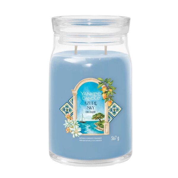 Yankee Candle Duftkerze im Glas (groß) AZURE SKY - Signature Kerze aus "Hello Italy" Kollektion mit Brenndauer bis zu 90 Stunden
