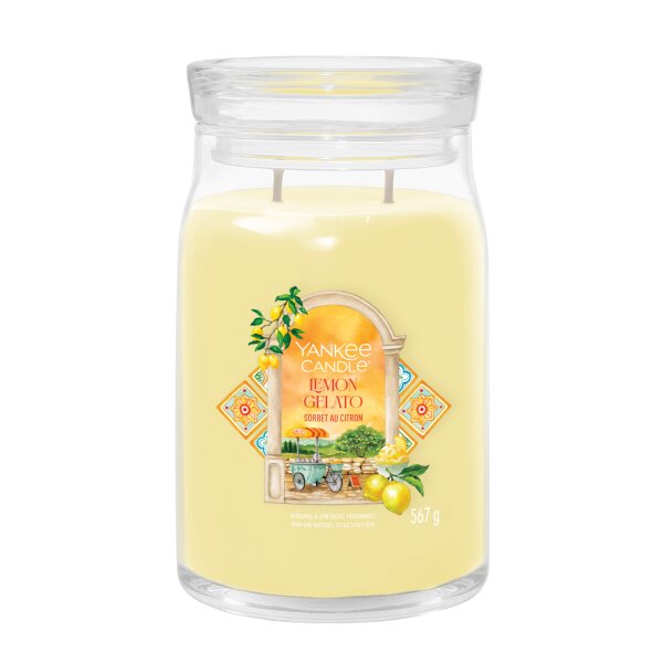 Yankee Candle Duftkerze im Glas (groß) LEMON GELATO - Signature Kerze aus "Hello Italy" Kollektion mit Brenndauer bis zu 90 Stunden