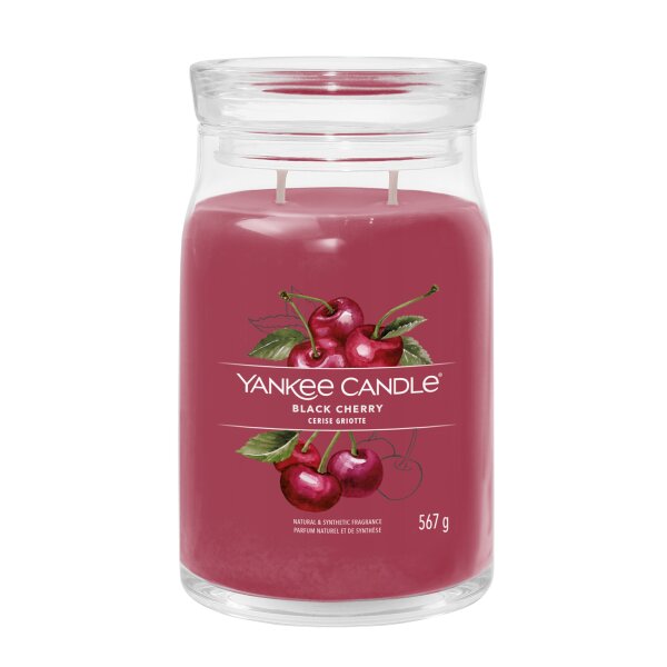 Yankee Candle Duftkerze im Glas (groß) BLACK CHERRY - Signature Kerze mit Brenndauer bis zu 90 Stunden