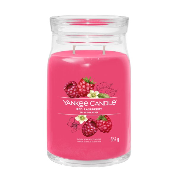 Yankee Candle Duftkerze im Glas (groß) RED RASPBERRY - Signature Kerze mit Brenndauer bis zu 90 Stunden