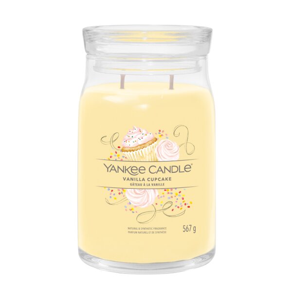 Yankee Candle Duftkerze im Glas (groß) VANILLA CUPCAKE - Signature Kerze mit Brenndauer bis zu 90 Stunden