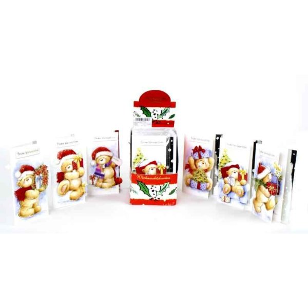 24er Box Weihnachtskarten mit Bärenmotiven - SPARPACK Klapp Grußkarten