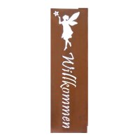 Schild Willkommen mit Elfe120x31 cm im Rost Design -...