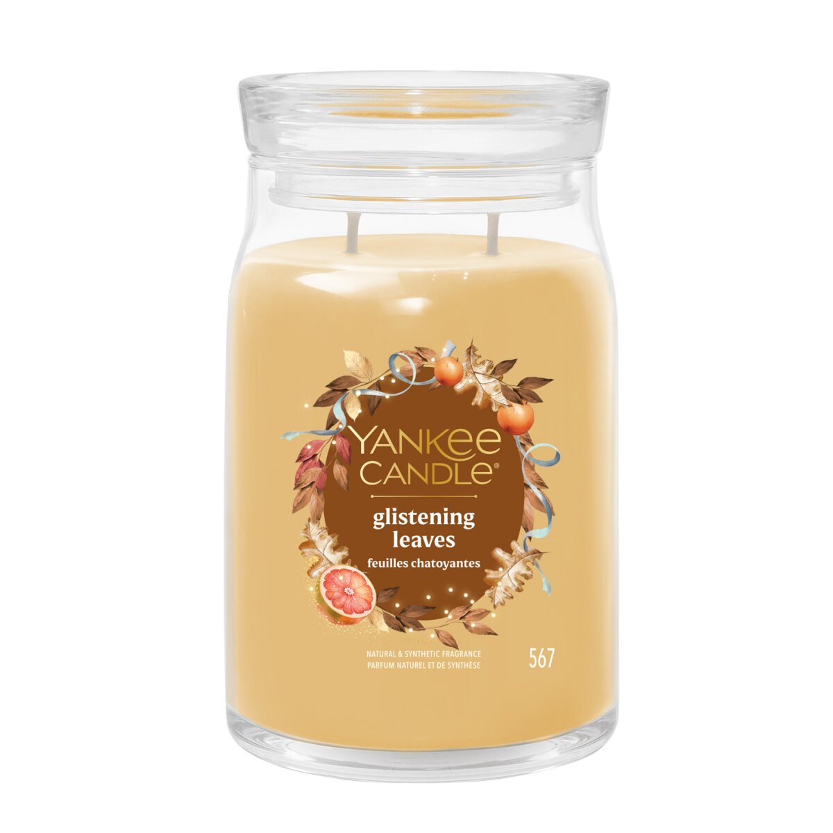 Yankee Candle Duftkerze im Glas (groß) GLISTENING LEAVES