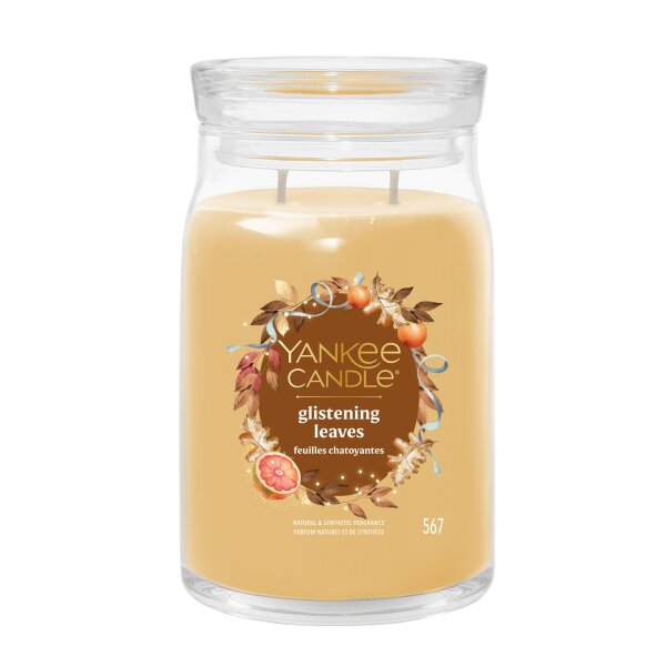 Yankee Candle Duftkerze im Glas (groß) GLISTENING LEAVES - Signature Kerze "Herbstkollektion 2025" mit Brenndauer bis zu 90 Stunden