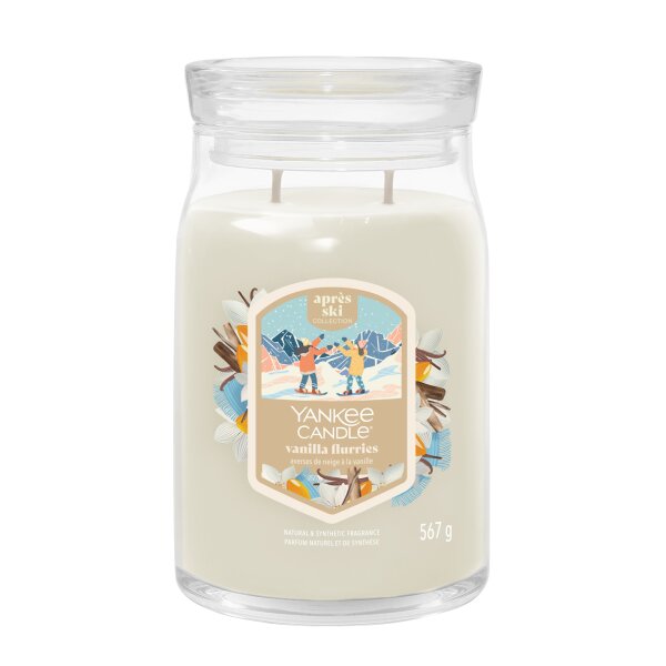 Yankee Candle Duftkerze im Glas (groß) VANILLA FLURRIES - Signature Kerze "Winterkollektion 2025 - Apres Ski" mit Brenndauer bis zu 90 Stunden