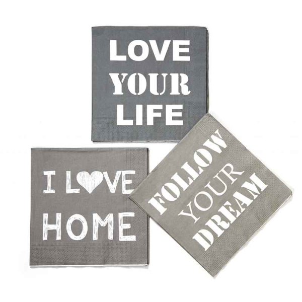 Serviette Home/Life/Dream - Einzelpackung Servietten - Motiv zufällig