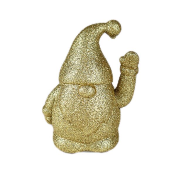 Winkefigur Wichtel Gold H:16,5 cm, Wichtelfigur Glitzer mit Winke-Funktion, Winkewichtel Weihnachten, Weihnachtsdeko