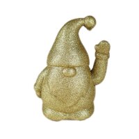 Winkefigur Wichtel Gold H:16,5 cm, Wichtelfigur Glitzer...