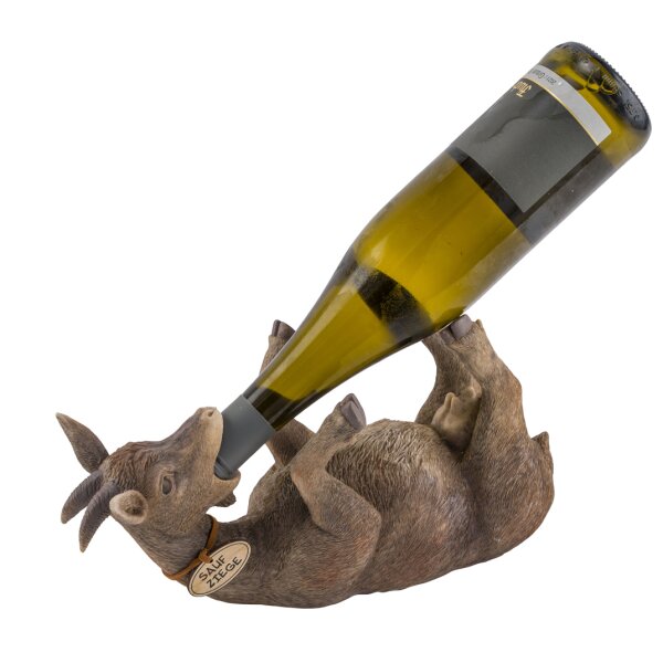 Flaschenhalter Ziege, natur (Saufziege) Skulptur, Wein Flaschen Halter, Flaschenständer, Geschenkidee