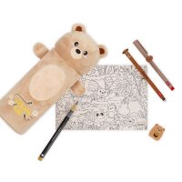 Legami Plüsch-Federmäppchen TEDDY BÄR - Super Soft  - aus Polyester - Mäppchen weich und selbststehend, Schlampermäppchen, Federtasche