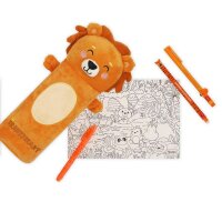 Legami Plüsch-Federmäppchen LÖWE - Super Soft  - aus Polyester - Mäppchen weich und selbststehend, Schlampermäppchen, Federtasche