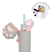 Legami 2-in-1 Mäppchen KATZENPFOTE KITTY aus Silikon - Kawaii Federmäppchen, Tisch Stiftehalter, Federtasche