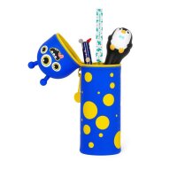 Legami 2-in-1 Mäppchen MONSTER aus Silikon - Kawaii Federmäppchen, Tisch Stiftehalter, Federtasche