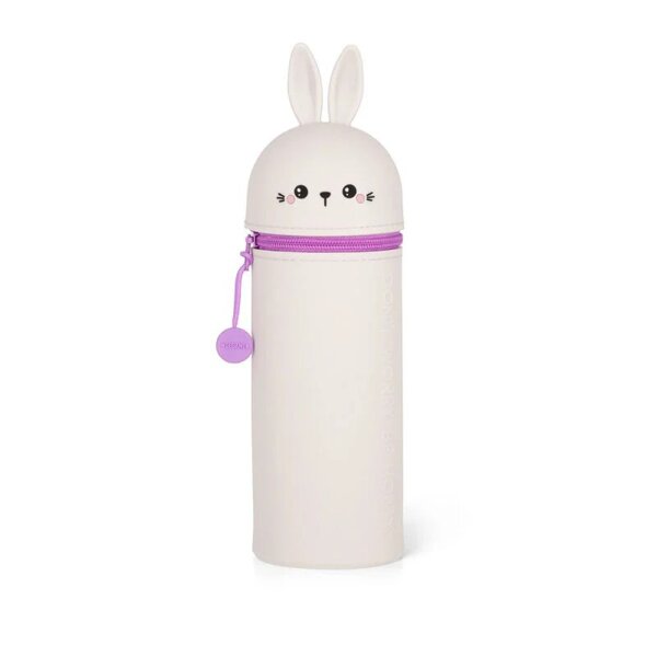 Legami 2-in-1 Mäppchen HASE BUNNY aus Silikon - Kawaii Federmäppchen, Tisch Stiftehalter, Federtasche