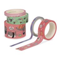 Legami 5er Set Papier Klebebänder Tape by Tape KATZE Kitty - Dekoband, Washi Tape, Klebebänder, Dekorative Geschenk Verpackung