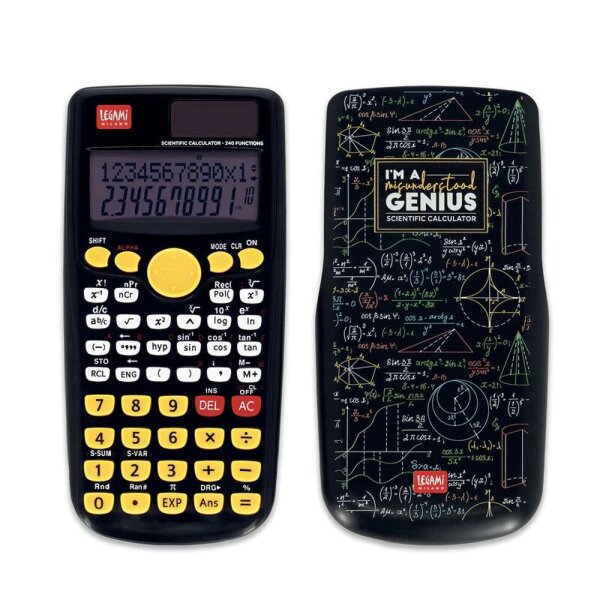 Legami Wissenschaftlicher Taschenrechner "Count on me" GENIUS - Solarstrom und Batterie - Rechner, Rechnen mit Spaß, Mathematik