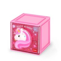 Legami Erweiterbare Schreibtischbox "Cutie Cube" EINHORN - Ideal für Ordnung am Schreibtisch, Aufbewahrungsbox stapelbar, erweiterbar mit anderen Cutie Cubes, Organisation, Würfel