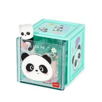 Legami Erweiterbare Schreibtischbox "Cutie Cube" PANDA - Ideal für Ordnung am Schreibtisch, Aufbewahrungsbox stapelbar, erweiterbar mit anderen Cutie Cubes, Organisation, Würfel