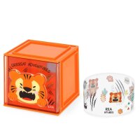 Legami Erweiterbare Schreibtischbox "Cutie Cube" TIGER - Ideal für Ordnung am Schreibtisch, Aufbewahrungsbox stapelbar, erweiterbar mit anderen Cutie Cubes, Organisation, Würfel