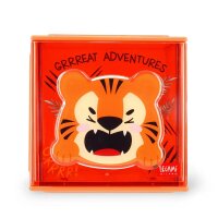 Legami Erweiterbare Schreibtischbox "Cutie Cube" TIGER - Ideal für Ordnung am Schreibtisch, Aufbewahrungsbox stapelbar, erweiterbar mit anderen Cutie Cubes, Organisation, Würfel