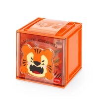 Legami Erweiterbare Schreibtischbox "Cutie Cube" TIGER - Ideal für Ordnung am Schreibtisch, Aufbewahrungsbox stapelbar, erweiterbar mit anderen Cutie Cubes, Organisation, Würfel
