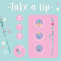 Legami Stapelbarer Bleistift "Take a tip" PANDA mit Radiergummi - 11 Minen 2B, kein Anspitzer, einfach zu bedienen, Stift Schule