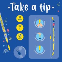 Legami Stapelbarer Bleistift "Take a tip" MONSTER mit Radiergummi - 11 Minen 2B, kein Anspitzer, einfach zu bedienen, Stift Schule