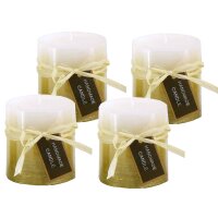 Stumpenkerze, handgemacht Weiss-Gold-Metallic (4er Set)...