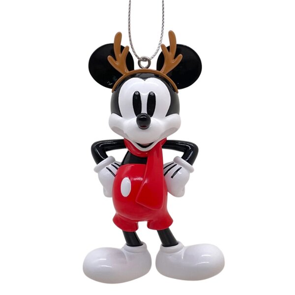 Baumschmuck Mickey Mouse mit Elchgeweih -  Weihnachtsanhänger Micky Maus für Disney Fans, Baumkugel, Weihnachtsdeko