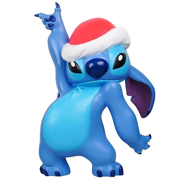 Deko 3D Disney Gartenfigur Stitch Santa mit Weihnachtsmütze H:49 cm aus Kunststoff - Figur Weihnachten aus Lilo & Stitch, moderner Deko Stil für Fans, Gartendekoration, Statue