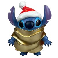 Deko 3D Disney Gartenfigur Stitch Santa in goldener Decke...