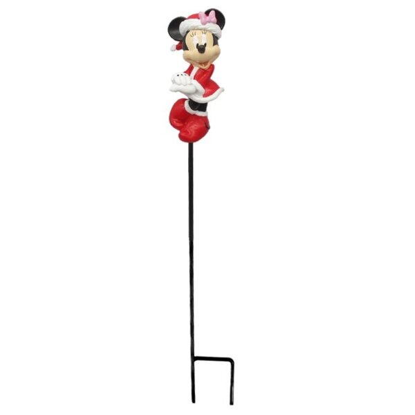Weihnachtlicher Gartenstecker 3D Minnie Mouse Santa H:38 cm - Disney Blumenstecker Weihnachten Minni Maus, moderner Deko Stil, Gartendeko, Dekofigur für den Garten