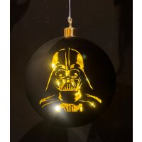 LED Baumkugel Star Wars Darth Vader schwarz-gold D:15 cm -  Weihnachtskugel Star Wars Fans, Baumschmuck, Christbaumkugel, Weihnachtsdeko