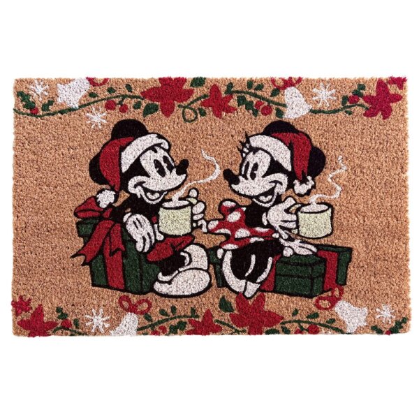 Disney Kokos Fussmatte Mickey & Minnie Mouse Santa 40x60 cm, innen & außen - Haustür-Matte Weihnachten, Schmutzfangmatte