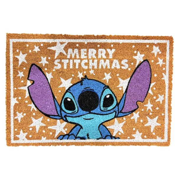 Disney Kokos Fussmatte Stitch "Merry Stitchmas" 40x60 cm, innen & außen - Haustür-Matte Weihnachten, Schmutzfangmatte