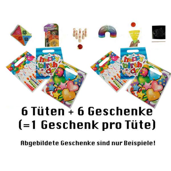 6er Set Kindergeburtstag Gastgeschenktüten Gr. M (Mädchen) Give away, Wundertüten