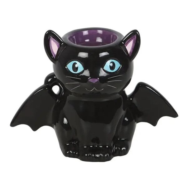 Ölbrenner Duftlampe Fledermaus Katze, schwarz - Halloween Wachswärmer, Verdunster, Duftlampe, Aromalampe für Duftöl und Duftwachs, Deko