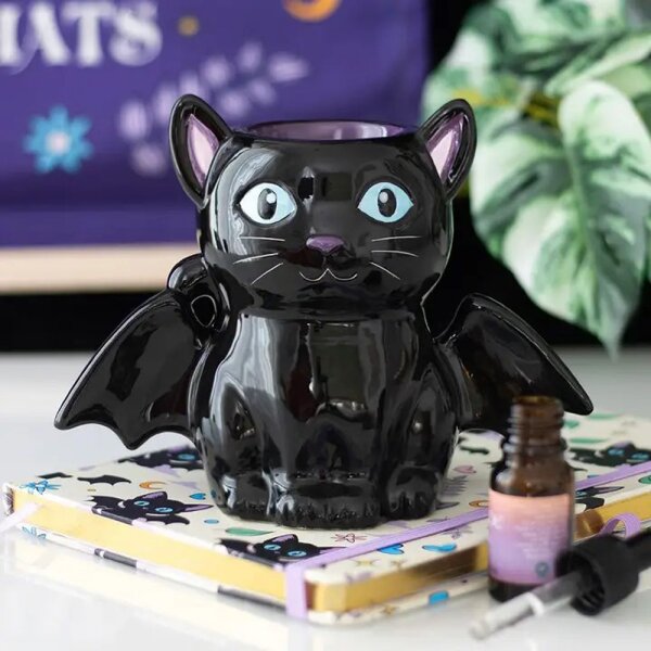 Ölbrenner Duftlampe Fledermaus Katze, schwarz