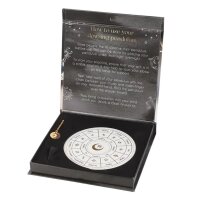 Magisches Pendel Wahrsager Set Sternzeichen mit Astrologierad - Keramikschale und Kristall-Pendel - Halloween Dekoration, Wahrsagerei Hexe, Mystik, Meditation