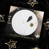 Magisches Pendel Wahrsager Set Sternzeichen mit Astrologierad - Keramikschale und Kristall-Pendel - Halloween Dekoration, Wahrsagerei Hexe, Mystik, Meditation
