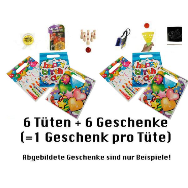 6er Set Kindergeburtstag Gastgeschenktüten Gr. M (Jungen) Give away, Wunderüten, Kindergeschenke