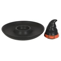 Halloween Hexenhut Servierplatte für Snacks mit Dipschale unter dem Hut - Party Servierschale mit Dip Form, Snack Süßigkeiten Schale