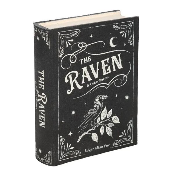 Halloween Aufbewahrungsbox "The Raven" in Buchform  - Deko Box Rabe, Andenkenversteck, Geheimnis, Wohnaccessoire