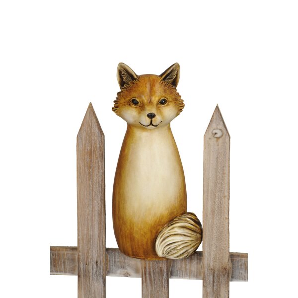 Zaunhocker Fuchs H:20 cm aus Polyresin - Zaun Deko Garten, Tierfigur Pfostenhocker, Zaunfigur, Gartendeko, Zaunstecker