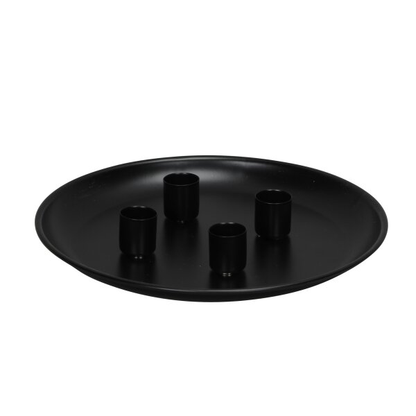Adventskranz Teller mit 4 Magnetkerzenhaltern D:23,5 cm aus Metall - Adventsdeko, Kerzenhalter, Weihnachtsdekoration, Weihnachten, Advent