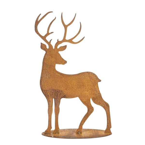 Dekofigur Hirsch H:35 cm im Rost Design - Rostfigur für den Garten, Gartendeko, Weihnachtsdeko, Winterdeko Jäger