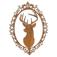 Dekofigur Hirschkopf Trophäe in Rahmen H:48 cm zum...