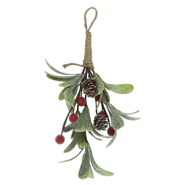 Hänger Mistelbund mit Beeren und Zapfen 13x21 cm aus Polyethylen - Anhänger Weihnachten, Türdeko Advent, Weihnachtsdeko